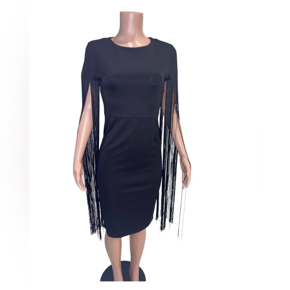 Lavish Alice Black Fringe Mini Dress - Picture 3 of 9